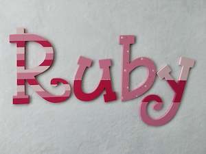 Personalised Names - 10cm high for the uppercase letter - Ruby design and colour.