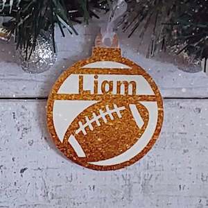 Rugby Ball Christmas Decoration - Personalised in any name