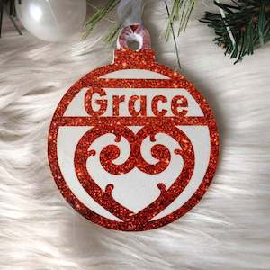 Koru Heart Christmas Decoration - Personalised in any name