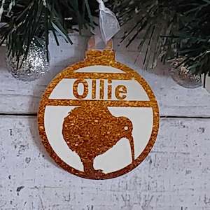 Christmas Decorations: Kiwi Christmas Decoration - Personalised in any name