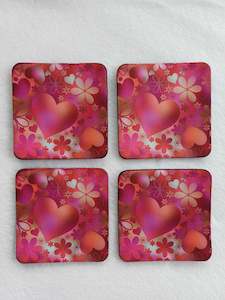 Hearts and Flowers Rubber Coasters