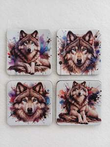 Wolf Rubber Coasters