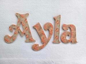 Personalised Names - 10cm high for the uppercase letter - Ayla design and colour.