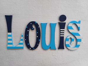 Personalised Names - 15cm high for the uppercase letter - Louis design and colour.