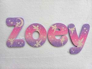 Fairy Names, Made to order - 20cm high for the uppercase letter - Zoey design and colour.