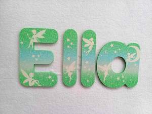 Fairy Names, Made to order - 15cm high for the uppercase letter - Ella design and colour.