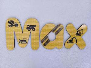 Construction Names, Made to order - 20cm high for the uppercase letter - Max design and colour.