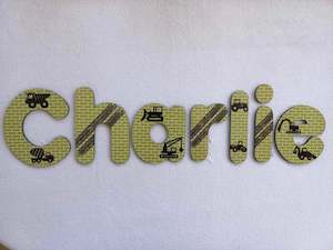 Construction Names, Made to order - 20cm high for the uppercase letter - Charlie design and colour.