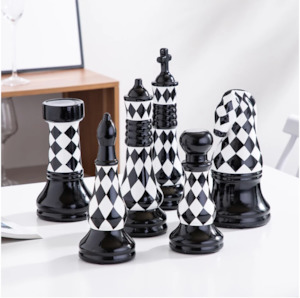 Mothers Day Gifts: Checkered Ceramic Chess Pieces