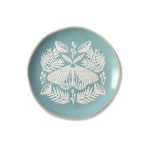 Mothers Day Gifts: New Zealand Designed Moth on Blue Stoneware Plate