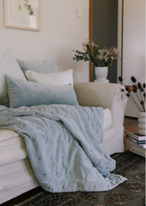 Mason Bee Velvet Throw - Sky Grey