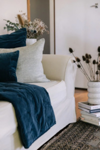 Bed Essentials: Mason Bee Velvet Throw - Navy