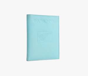 Avenue Leather Fern Passport Wallet in Aqua Blue