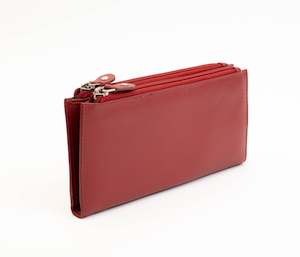 Avenue Leather Slim Zip Purse Red Hide RFID