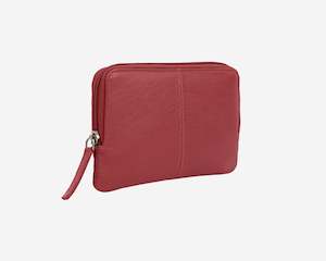 Avenue XL Leather Zip Coin and Card Purse RFID Red