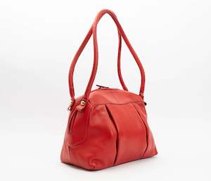 Handbag: Platinum Leather Handbag Red