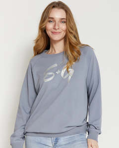 Stella + Gemma | Sweater | Pavement w/Silver Logo Glitter