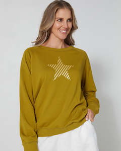 Gift: Stella + Gemma | Sweater | Olive Gold Stripe Star