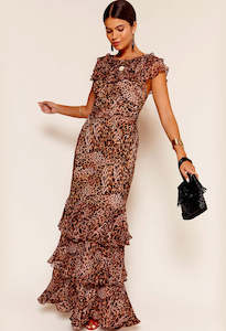 Clothing: Rio Dress - Leopard Patchwork Brown