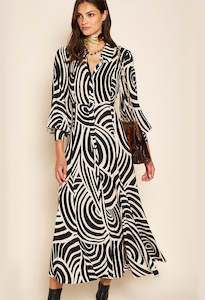 Clothing: Maddison Dress - Whirlpool Mono