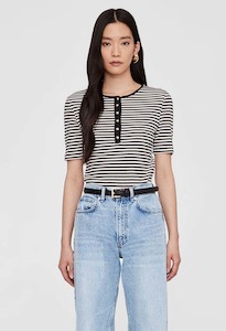 Alessia Tee - Cream And Black Stripe