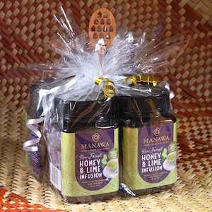 Raw Forest Honey & Lime Infusion Special 4 x 500g With Wooden Heart Dipper