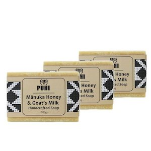 Honey manufacturing - blended: PUHI Mānuka Honey & Goat’s Milk Handcrafted Soap 3 x 100g