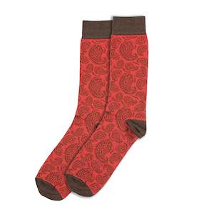 Raspberry Paisley Cotton Socks