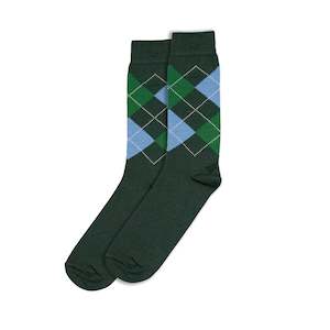 Argyle Forest & Sky Cotton Socks