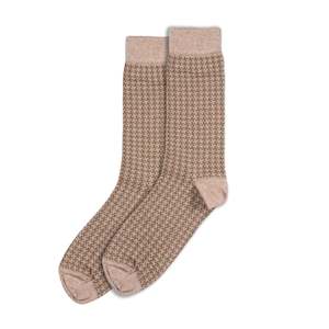 Houndstooth Sepia Cotton Socks