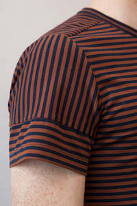 Crossroads Tee Copper & Navy Stripe