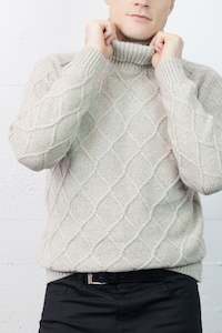 Menswear: Florentino Oat Cable Knit Roll Neck