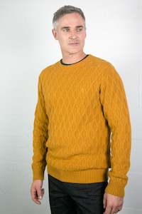 Florentino Mustard Cable Knit Crew