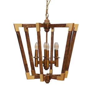 Soft furnishing: Amalfi Hanging Light in Wood with brass look details