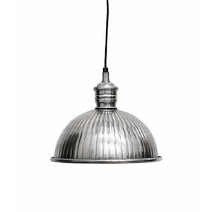 Ribbed Brushed Pewter Style Hanging Lamp