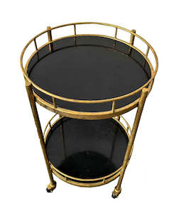 Drinks Trolley - Antique Brass Trolley Marble Top