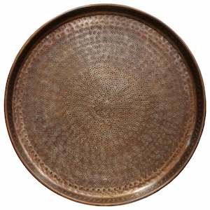 Soft furnishing: Round Tray Beaten in Antique Copper Finish