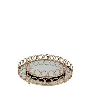 Luxe Decorative Round Large Tray with Circle Detail