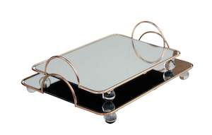 Luxe Decorative Rectangular Tray with Acrylic Feet - Set 2