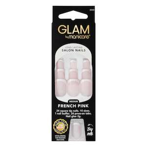 Glam by Manicare Press On Nails Medium Square French Pink Kit