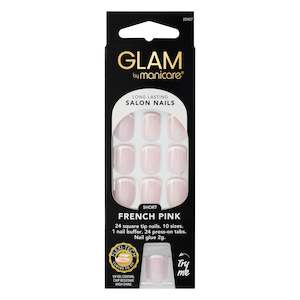 Glam by Manicare Press On Nails Short Square French Pink Kit