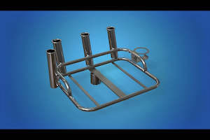 Marine equipment: Small bait station with 4 x rod holders and 1 x can holder mounts on top of your 2” 50.8mm ski pole