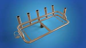 Marine equipment: Stainless Steel Large bait station 6 x rod holders 1 x can holder mounts on top of your 2” 50.8mm ski pole