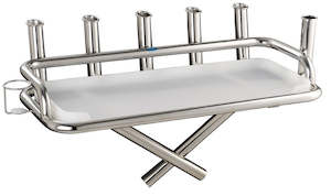 Stainless Steel Large bait station 6 x rod holders 1 x can holder with large folding legs