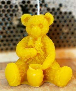 Hungry Teddy beeswax candle