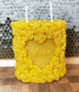 Love You beeswax candle