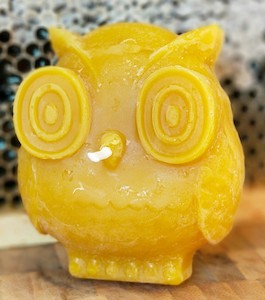 Owl shape beeswax candle