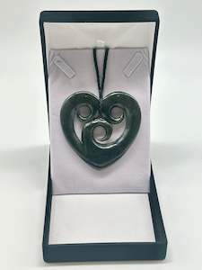 Large Triple Koru Heart Pounamu Necklace