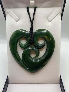 Large Triple Koru Heart Pounamu Necklace