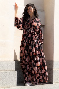 Botanical Maxi Dress – Black Floral